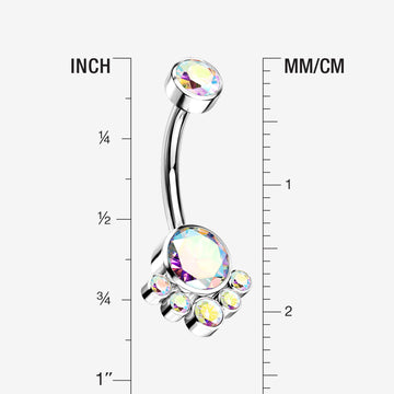 Detail View 1 of Implant Grade Titanium Royal Bali Sparkle Internally Threaded Belly Button Ring-Aurora Borealis